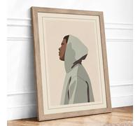 Quiet Contemplation Minimalist Framed Wall Art Print A1 Oak