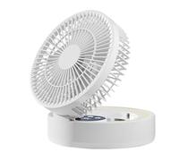 Quiet Desk Fan - 5 Speeds USB Charging Ventilator | Built-in LED Light and Makeup Mirror Folding Silent Timer Function Portable Desk Fan | for Bedside, Dorm, Car, Tent, Kitchen, Workshop