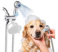 Quiet Dog Shower Attachment with One-Button Pause, 2-Mode Mini Pet Shower Head for Nervous Dog Bath& Dog Head, 98'' Long Hose, Palm-Size Design, Gentle Water Flow Perfect for Cat, Fits Shower Arm Only