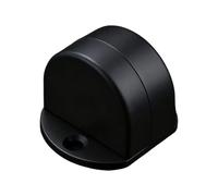 Quiet Door Stopper - Soundproof Stainless Steel Door Touch with Thick Rubber Bumper, No-Drill Adhesive or Screw Mount Option (Black)