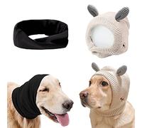 Quiet Ears for Dogs - Anxiety Barking Ear Covers, Muffs, Snood for Noise Protection - 2PCS Hearing Earmuffs, Fireworks Anti-Anxiety Hat for Large Dogs (Black & White)