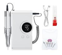 Quiet Electric Manicure Grinder 2 Replaceable Heads, White | Multi Purpose Electric Manicure Tool, 45000 Rounds Per Moment Rotation Speed, Extended Battery Life