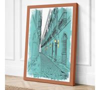 Quiet European Avenue Vintage Canvas Wall Art Print 18x12 Inch (46 x 30 cm)
