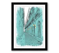 Quiet European Avenue Vintage Framed Wall Art Print A4 (29.7×21cm) Black, Wall Decor for Living Room, Bedroom, Office & Home, Ready to Hang, Art Gift
