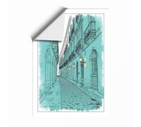 Quiet European Avenue Vintage Unframed Wall Art Print A3 (42×29.7cm), Wall Decor for Living Room, Bedroom, Office & Home, Art Gift