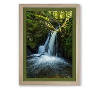 Quiet Forest Cascade Scandinavian Framed Wall Art Print A3 (42×29.7cm) Oak, Wall Decor for Living Room, Bedroom, Office & Home, Ready to Hang, Art Gift