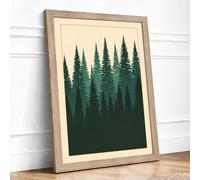 Quiet Forest Horizon Minimalist Framed Wall Art Print A2 (59.4×42cm) Oak, Wall Decor for Living Room, Bedroom, Office & Home, Ready to Hang, Art Gift