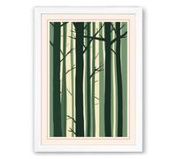 Quiet Forest Lines Scandinavian Framed Wall Art Print A2 (59.4×42cm) White, Wall Decor for Living Room, Bedroom, Office & Home, Ready to Hang, Art Gift