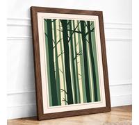 Quiet Forest Lines Scandinavian Framed Wall Art Print A3 (42×29.7cm) Walnut, Wall Decor for Living Room, Bedroom, Office & Home, Ready to Hang, Art Gift