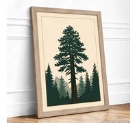 Quiet Forest Scandinavian Framed Wall Art Print A4 Oak