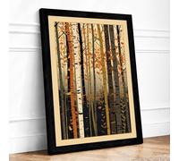 Quiet Forest Study Scandinavian Framed Wall Art Print A1 (84.1×59.4cm) Black, Wall Decor for Living Room, Bedroom, Office & Home, Ready to Hang, Art Gift