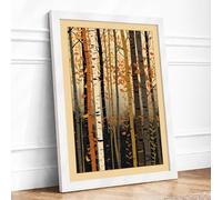 Quiet Forest Study Scandinavian Framed Wall Art Print A2 (59.4×42cm) White, Wall Decor for Living Room, Bedroom, Office & Home, Ready to Hang, Art Gift