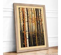 Quiet Forest Study Scandinavian Framed Wall Art Print A4 (29.7×21cm) Oak, Wall Decor for Living Room, Bedroom, Office & Home, Ready to Hang, Art Gift
