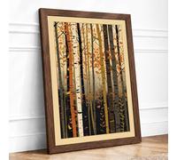 Quiet Forest Study Scandinavian Framed Wall Art Print A4 (29.7×21cm) Walnut, Wall Decor for Living Room, Bedroom, Office & Home, Ready to Hang, Art Gift