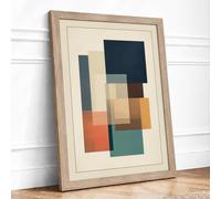 Quiet Geometry Minimalist Framed Wall Art Print A4 (29.7×21cm) Oak, Wall Decor for Living Room, Bedroom, Office & Home, Ready to Hang, Art Gift