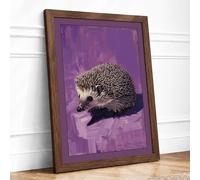 Quiet Hedgehog Boho Framed Wall Art Print A1 Walnut