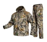 Quiet Hunting Suit Camouflage Softshell Clothes Clothing Gear Hoodie Jacket Pants For Men, Next Camo G2, XL