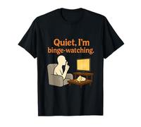 Quiet Im Binge Watching Movie Night Film Buff Popcorn Design T-Shirt