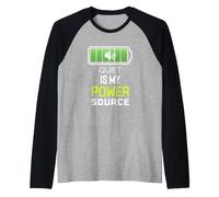 Quiet is My Power Source Remote Workers, Book Lovers Raglan Baseball Tee