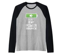 Quiet is My Power Source Remote Workers, Book Lovers Raglan Baseball Tee