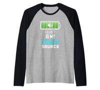 Quiet is My Power Source Remote Workers, Book Lovers Raglan Baseball Tee