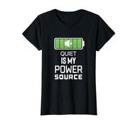 Quiet is My Power Source Remote Workers, Book Lovers Value Graphic T-Shirt, Women, Black, M