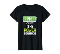 Quiet is My Power Source Remote Workers, Book Lovers Value Graphic T-Shirt, Women, Black, XL