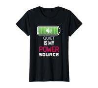 Quiet is My Power Source Remote Workers, Book Lovers Value Graphic T-Shirt, Women, Black, XS