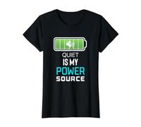 Quiet is My Power Source Remote Workers, Book Lovers Value Graphic T-Shirt, Women, Black, XS