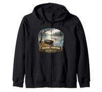 Quiet Lakeside Angler Dawn Escape Wilderness Zip Hoodie