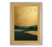 Quiet Landscape Horizon Minimalist Framed Wall Art Print A1 (84.1×59.4cm) Oak, Wall Decor for Living Room, Bedroom, Office & Home, Ready to Hang, Art Gift