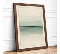 Quiet Landscape Minimalist Framed Wall Art Print A4 (29.7×21cm) Walnut, Wall Decor for Living Room, Bedroom, Office & Home, Ready to Hang, Art Gift