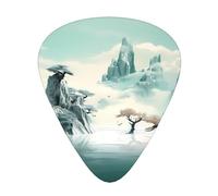 Quiet Landscape Printed pick set - 12 pieces, thin, medium and thick guitar picks, suitable for guitar, bass, electric guitar and ukulele