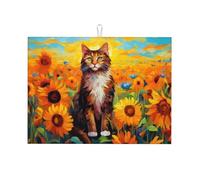 quiet little cat Dish Drying Mat for Kitchen Counter-Absorbent, Non-Slip, Reversible Kitchenware with Prints