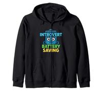 Quiet Mode Introvert Energy Saving Humor Zip Hoodie