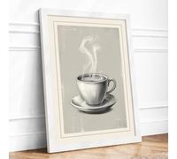 Quiet Morning Coffee Minimalist Framed Wall Art Print A4 (29.7×21cm) White, Wall Decor for Living Room, Bedroom, Office & Home, Ready to Hang, Art Gift