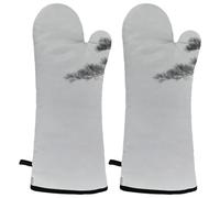 Quiet Morning Heat Resistant Oven Mitts, 2 Pairs Non-Slip Silicone & Cotton Lining, Flexible Kitchen Gloves for Baking, Grilling, Cooking, Microwave & Air Fryer (Black & Gray)