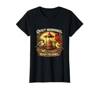 Quiet Mornings Busy Feeders Backyard Birdwatching Design Value Graphic T-Shirt, Women, Black, XL