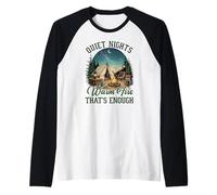 Quiet Nights Warm Fire Camping Outdoor Nature Design Raglan Baseball Tee