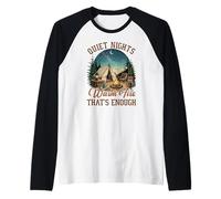 Quiet Nights Warm Fire Camping Outdoor Nature Design Raglan Baseball Tee