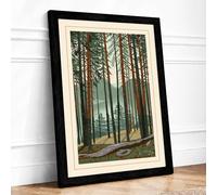 Quiet Northern Forest Japandi Framed Wall Art Print A3 Black | Ready to Hang, Premium Gi Paper, Fade-Resistant Inks, Securely Packaged, UK Made