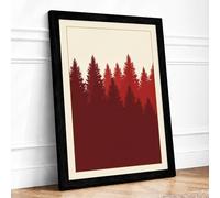 Quiet Northern Forest Scandinavian Framed Wall Art Print A1 (84.1×59.4cm) Black, Wall Decor for Living Room, Bedroom, Office & Home, Ready to Hang, Art Gift