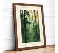 Quiet Northern Forest Scandinavian Framed Wall Art Print A1 (84.1×59.4cm) Walnut, Wall Decor for Living Room, Bedroom, Office & Home, Ready to Hang, Art Gift