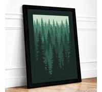 Quiet Northern Forest Scandinavian Framed Wall Art Print A2 (59.4×42cm) Black, Wall Decor for Living Room, Bedroom, Office & Home, Ready to Hang, Art Gift