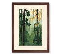 Quiet Northern Forest Scandinavian Framed Wall Art Print A2 (59.4×42cm) Walnut, Wall Decor for Living Room, Bedroom, Office & Home, Ready to Hang, Art Gift
