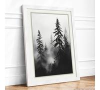 Quiet Northern Forest Scandinavian Framed Wall Art Print A2 (59.4×42cm) White, Wall Decor for Living Room, Bedroom, Office & Home, Ready to Hang, Art Gift