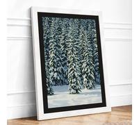 Quiet Northern Forest Scandinavian Framed Wall Art Print A2 (59.4×42cm) White, Wall Decor for Living Room, Bedroom, Office & Home, Ready to Hang, Art Gift