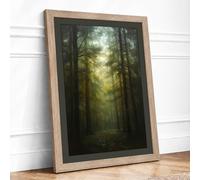 Quiet Northern Forest Scandinavian Framed Wall Art Print A2 Oak