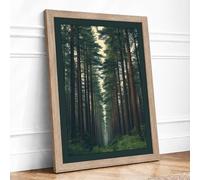 Quiet Northern Forest Scandinavian Framed Wall Art Print A3 (42×29.7cm) Oak, Wall Decor for Living Room, Bedroom, Office & Home, Ready to Hang, Art Gift