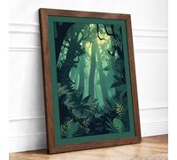 Quiet Northern Forest Scandinavian Framed Wall Art Print A3 (42×29.7cm) Walnut, Wall Decor for Living Room, Bedroom, Office & Home, Ready to Hang, Art Gift